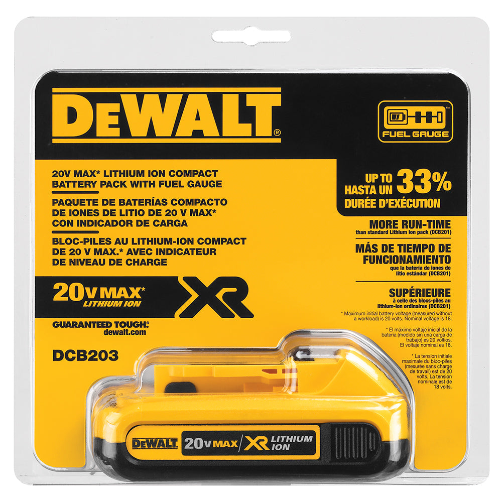 DeWALT DCB203 2.0Ah 20V MAX Compact Lithium Ion Battery