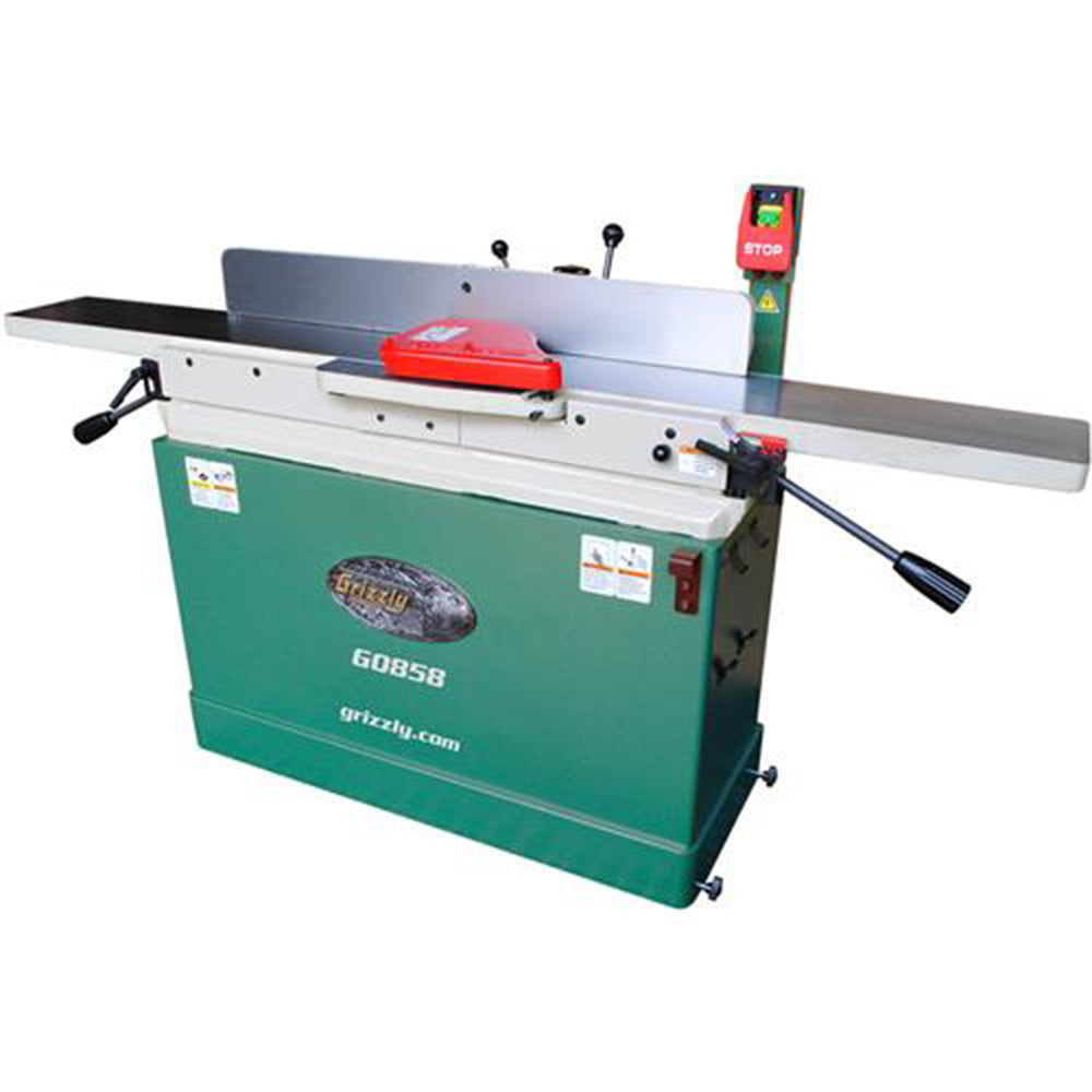 Grizzly G0858 230V 8 x 76 Parallelogram Jointer Spiral Cutterhead Mobile Base
