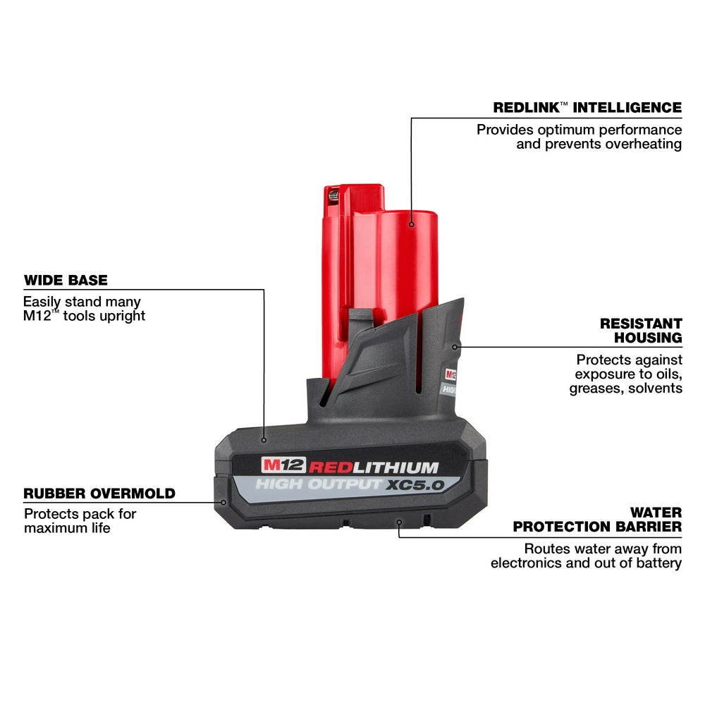 Milwaukee 2567-20x5 M12 12V 3/8" Cordless Ratchet w/ 2 - M12 5AH Batteries