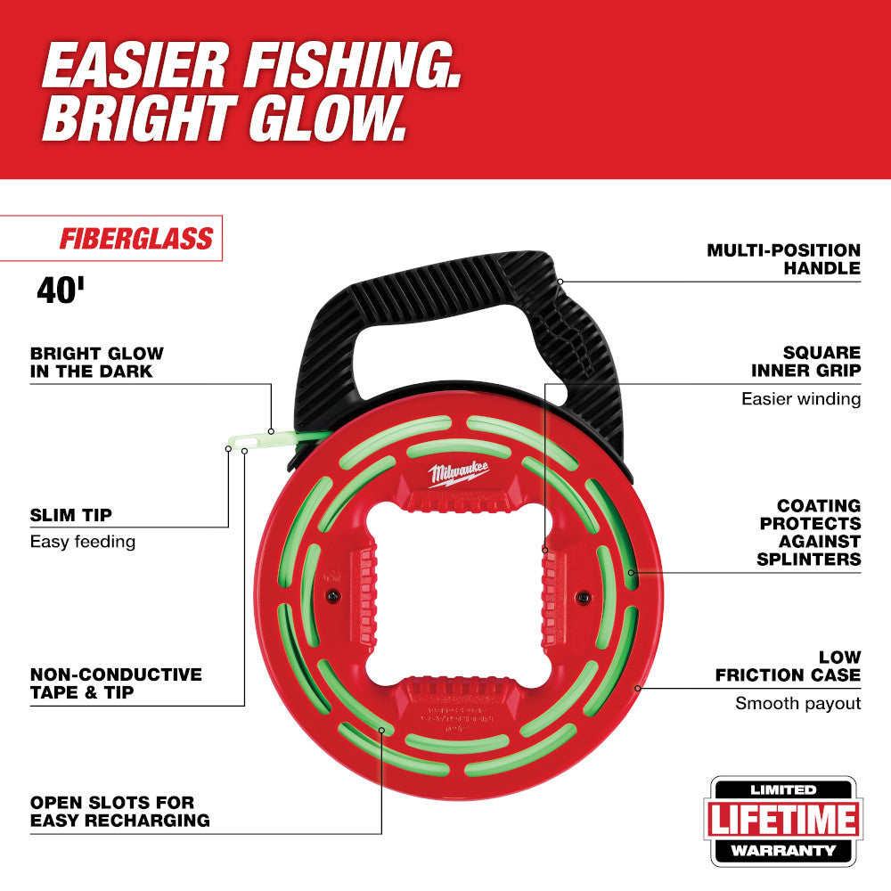 Milwaukee 48-22-4184 40' Glow in the Dark Fish Tape