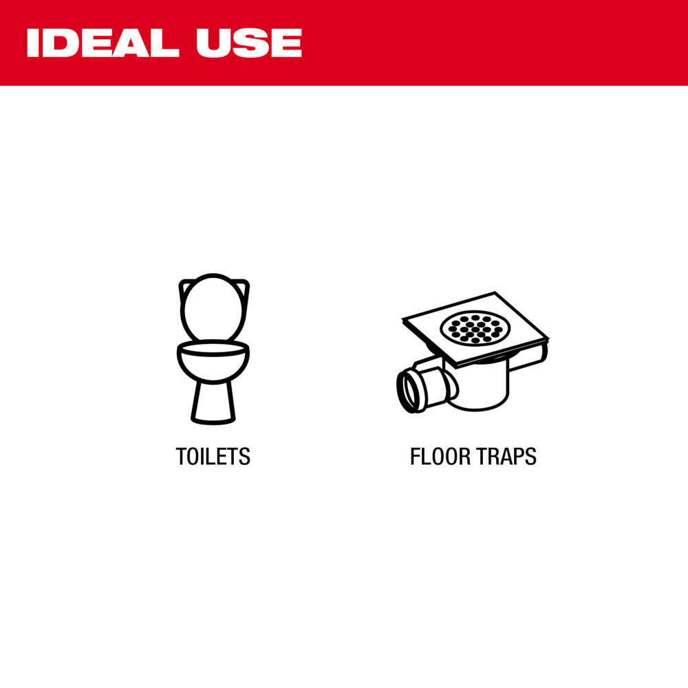 Milwaukee 48-22-5765 3' Toilet Auger w/ Extended Cable Head and Rubber Boot