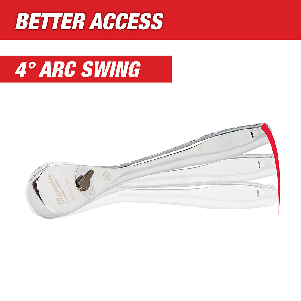 Milwaukee 48-22-9003 1/4” Drive 3" Ratchet Chrome Plated w/ Stubby Handle
