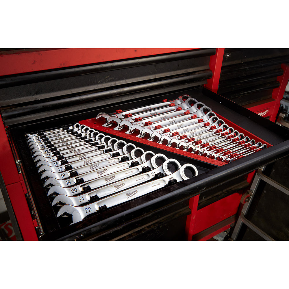 Milwaukee 48-22-9516 Durable Metric Ratcheting Combination Wrench Set - 15pc