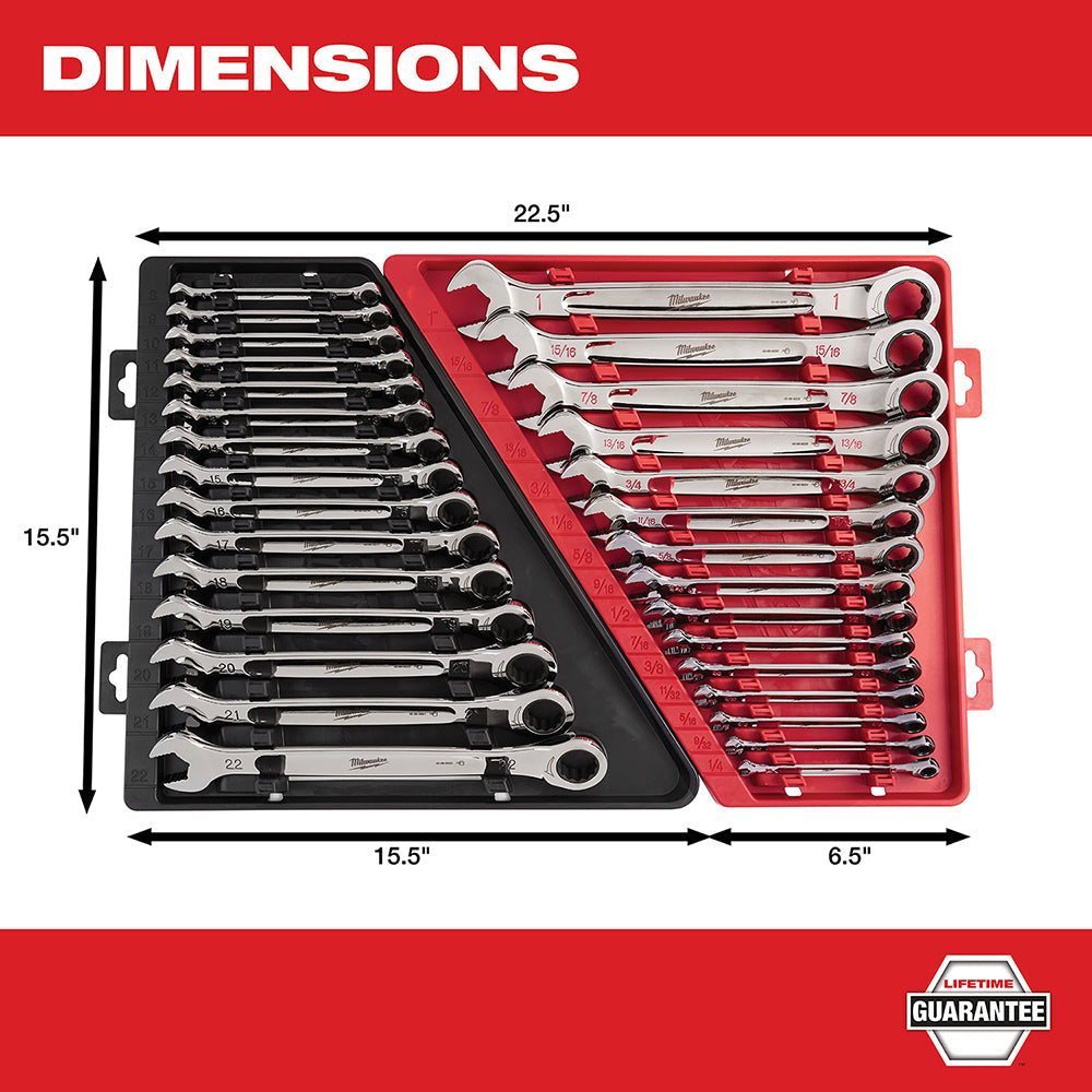 Milwaukee 48-22-9516 Durable Metric Ratcheting Combination Wrench Set - 15pc