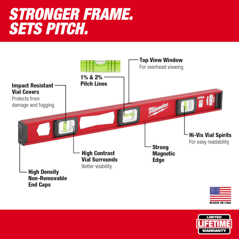 Milwaukee MLIBM48 48" Magnetic I-Beam Level / Billet Torpedo Level