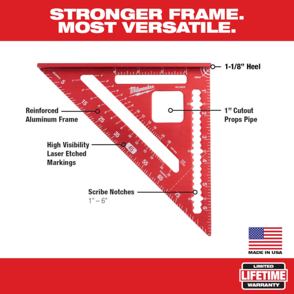Milwaukee MLSQ070 7" Drurable Rafter Square w/ Reinforced Frame