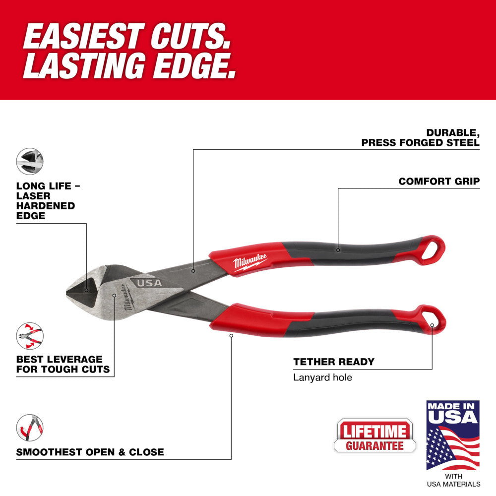 Milwaukee MT558 8" Diagonal Comfort Grip Cutting Pliers - Made In USA
