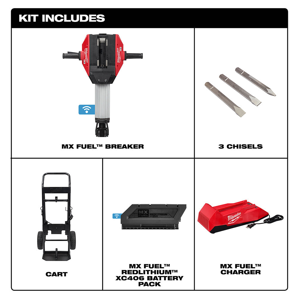 Milwaukee MXF368-1XC MX FUEL Breaker with Chisels Cart Battery Pack and Charger