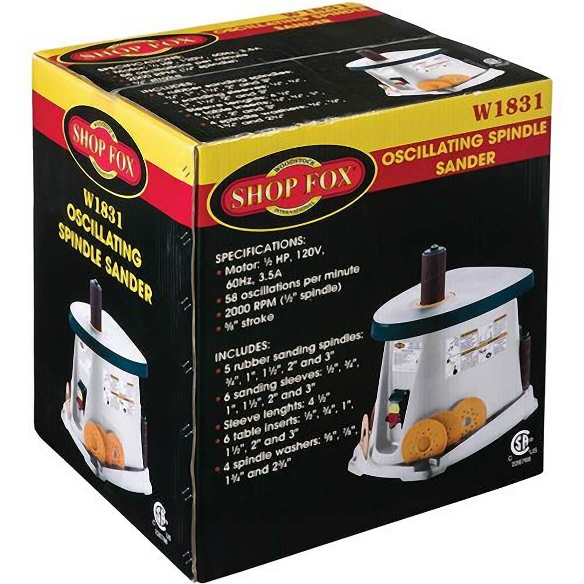 Shop Fox W1831 Oscillating Spindle Sander w/ 5 Rubber Sanding Drums & 6 Sleeves