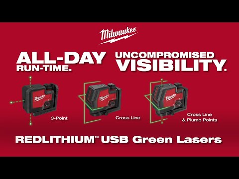 Milwaukee 3521-21 REDLITHIUM USB Rechargeable Cordless Green Cross Line Laser