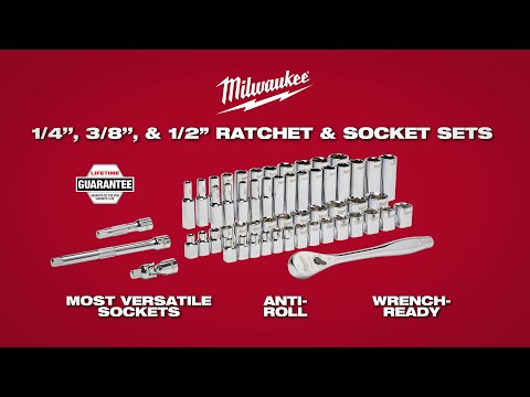 Milwaukee 48-22-9404 1/4-Inch Drive Durable SAE Ratchet and Socket Set - 26pc