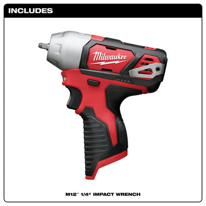 Milwaukee 2461-20 M12 12V 1/4-Inch Impact Wrench w/ Belt Clip - Bare Tool