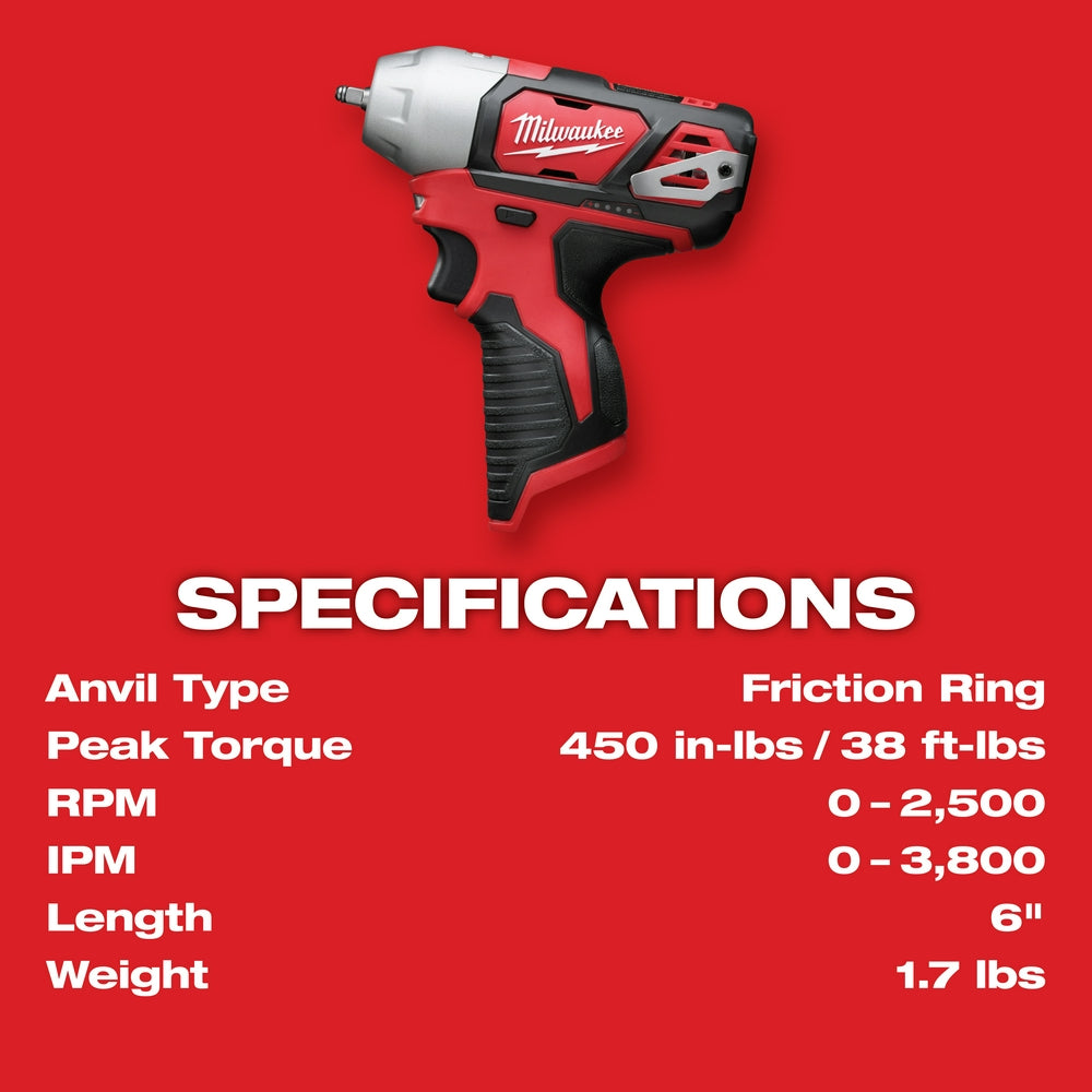 Milwaukee 2461-20 M12 12V 1/4-Inch Impact Wrench w/ Belt Clip - Bare Tool