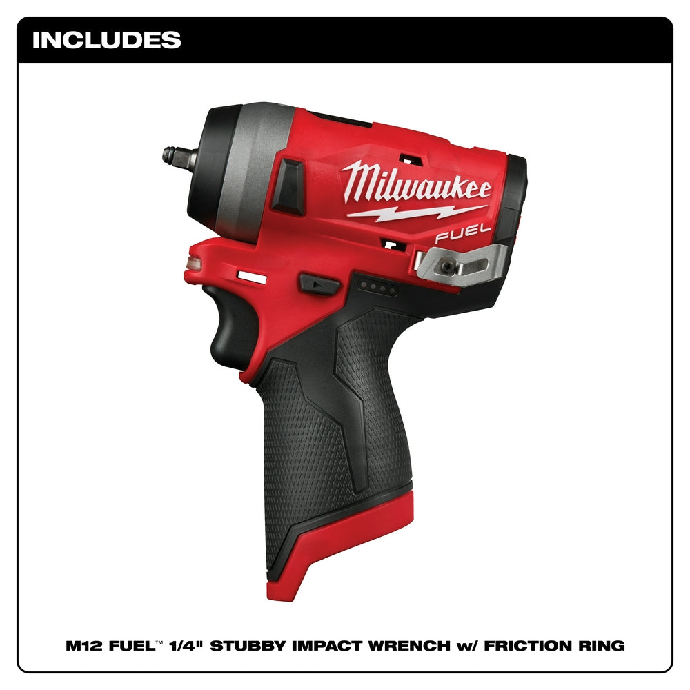 Milwaukee M12 2552-20 M12 FUEL 12V 1/4-Inch Stubby Impact Wrench - Bare Tool