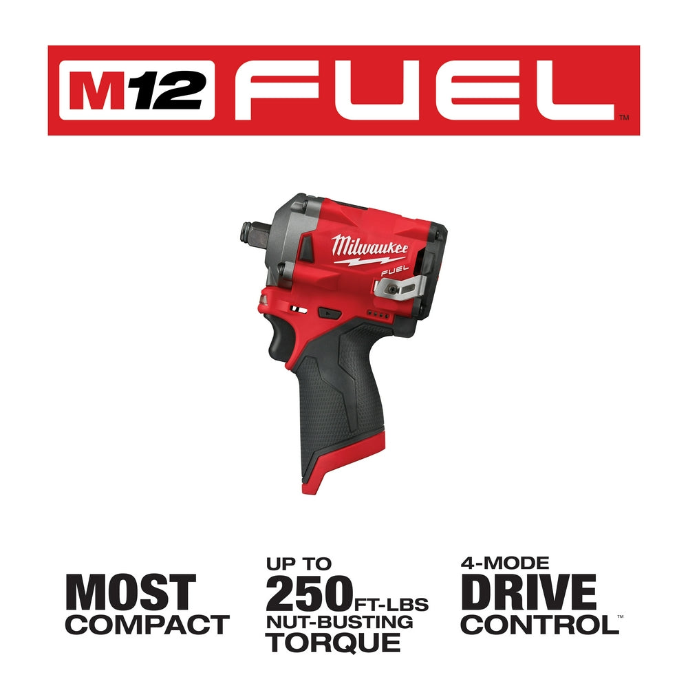 Milwaukee M12 2555-20 M12 FUEL 12V 1/2-Inch Stubby Impact Wrench - Bare Tool