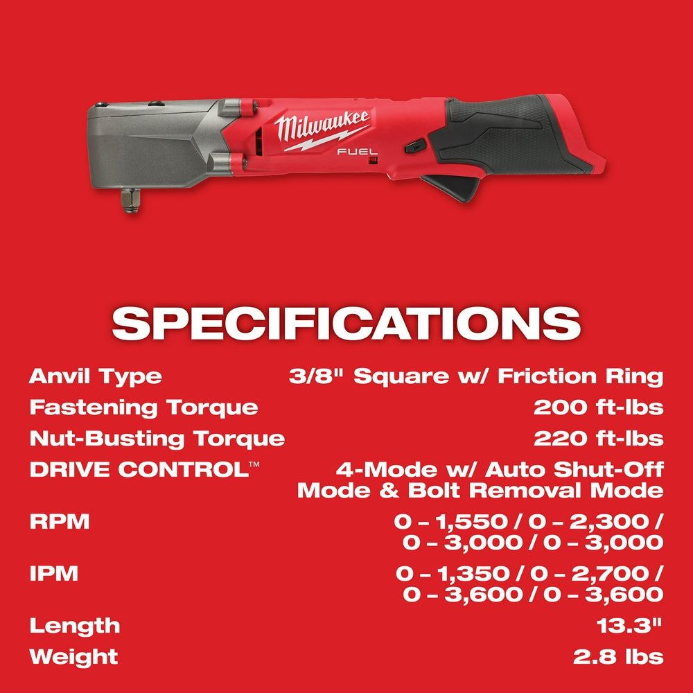 Milwaukee 2564-22 M12 FUEL 12V 3/8" Cordless Right Angle Impact Wrench Kit