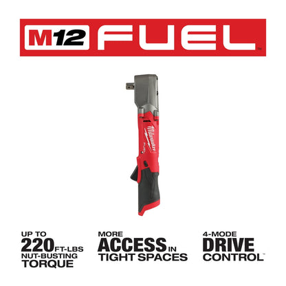 Milwaukee 2565P-20 M12 FUEL 12V 1/2" Li-Ion Right Angle Impact Wrench-Bare Tool