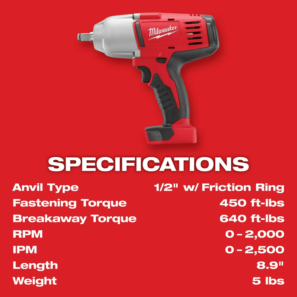 Milwaukee 2663-20 M18 18V 1/2-Inch High-Torque Impact Wrench - Bare Tool