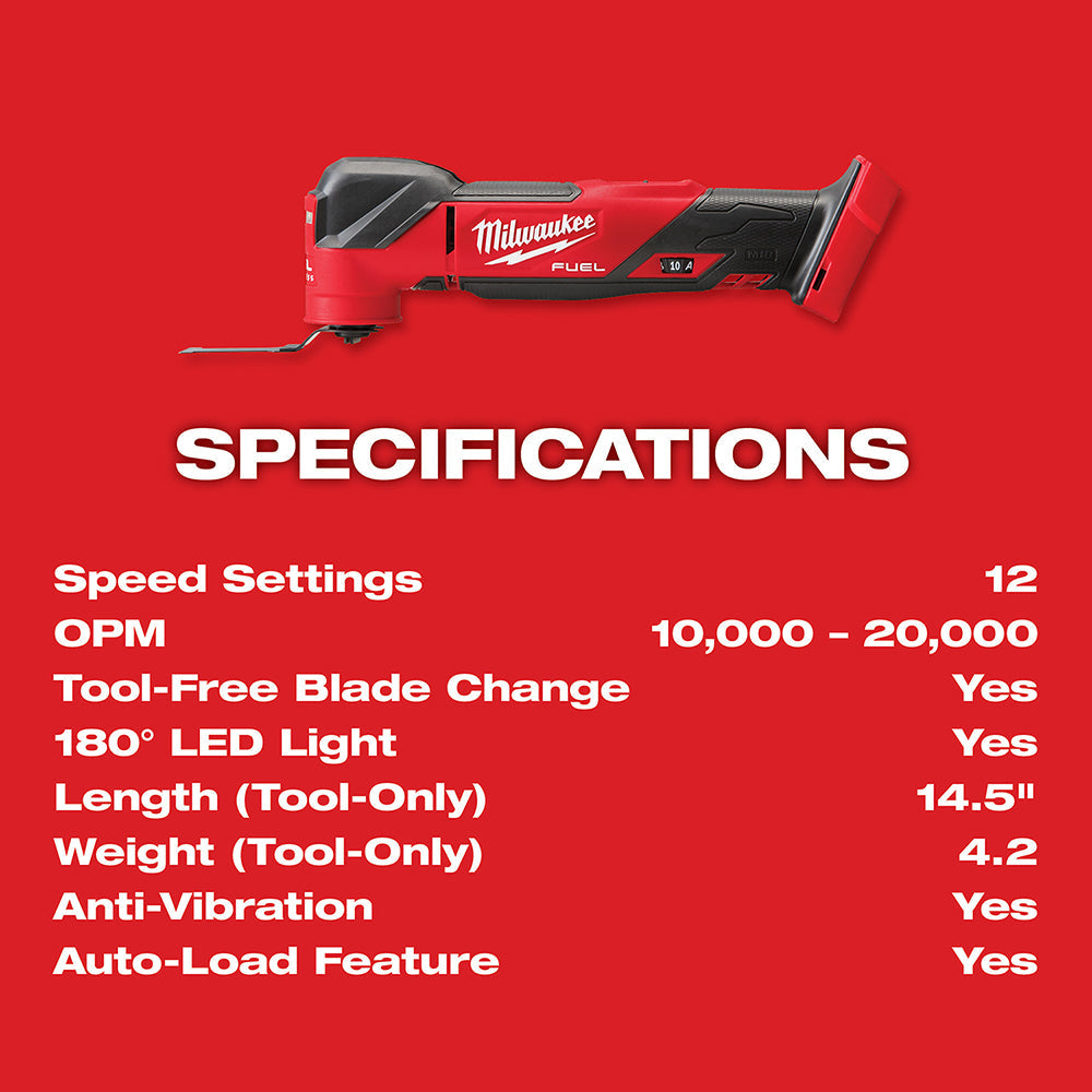 Milwaukee 2836-20 M18 FUEL 18V Cordless Li-Ion Oscillating Multi-Tool -Bare Tool