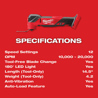 Milwaukee 2836-20 M18 FUEL 18V Cordless Li-Ion Oscillating Multi-Tool -Bare Tool