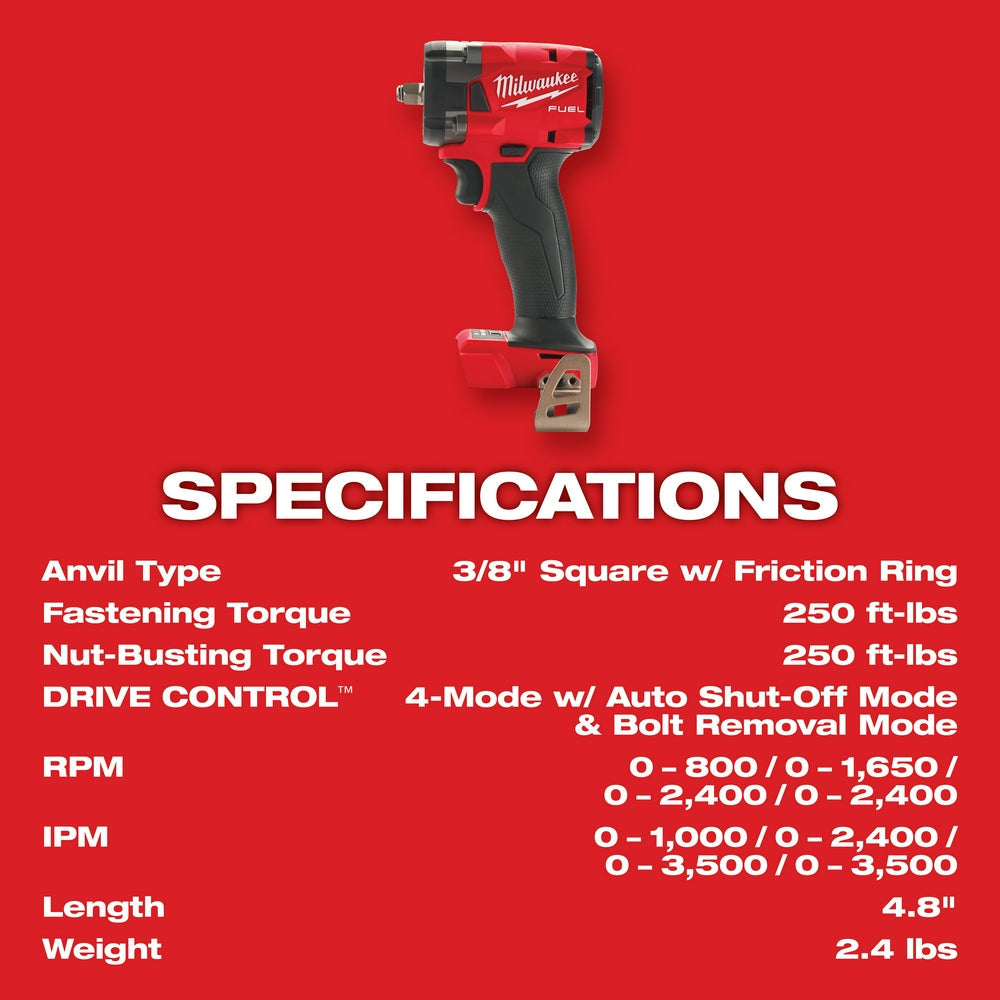 Milwaukee 2854-20 M18 FUEL 18V 3/8" Impact Wrench w/Friction Ring -Bare Tool