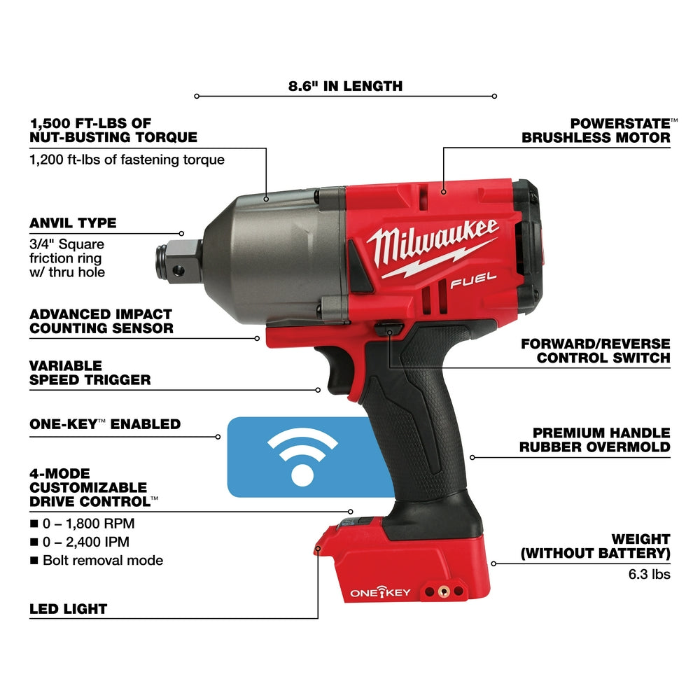 Milwaukee 2864-20 M18 FUEL 18V 3/4-Inch Friction Ring Impact Wrench - Bare Tool