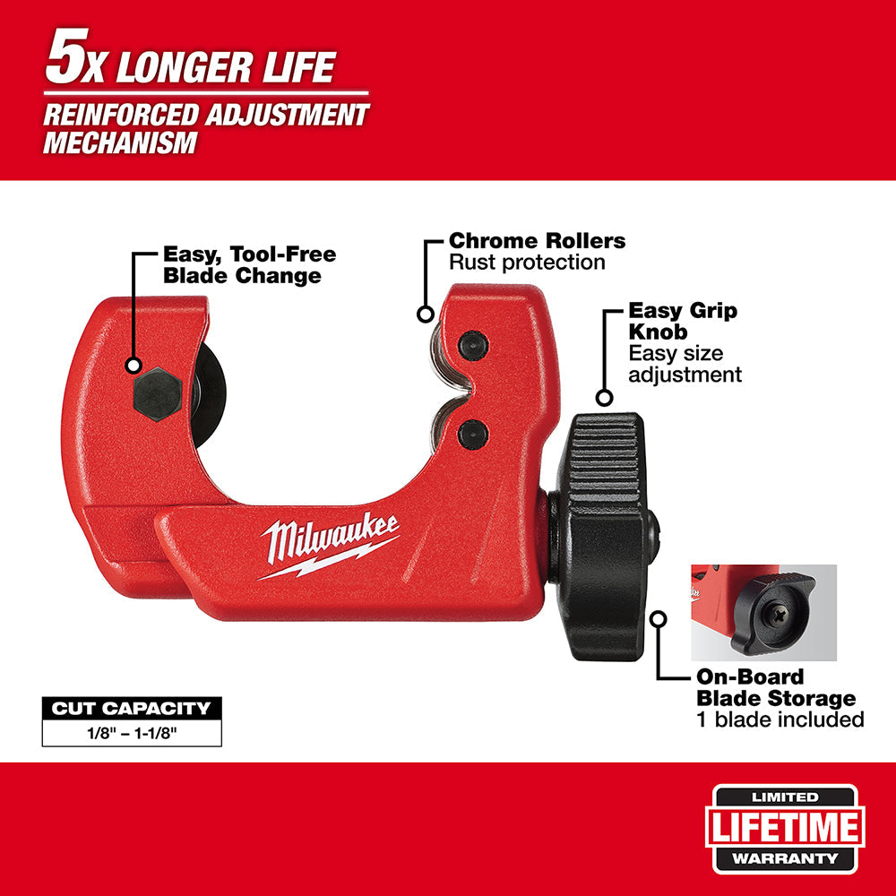Milwaukee 48-22-4251 1" Mini Copper Tubing Cutter w/ 1/8" - 1-1/8" Cut Capacity