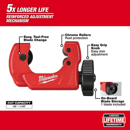 Milwaukee 48-22-4251 1" Mini Copper Tubing Cutter w/ 1/8" - 1-1/8" Cut Capacity
