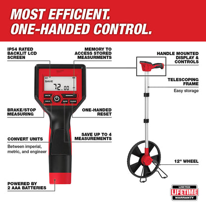 Milwaukee 48-22-5112 12" Digital Measuring Wheel w/ IP54 Backlit Screen