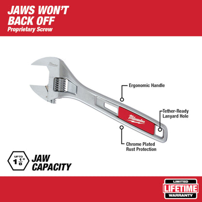 Milwaukee 48-22-7408 8-Inch Parallel Jaw Ergonomic Handle Adjustable Wrench