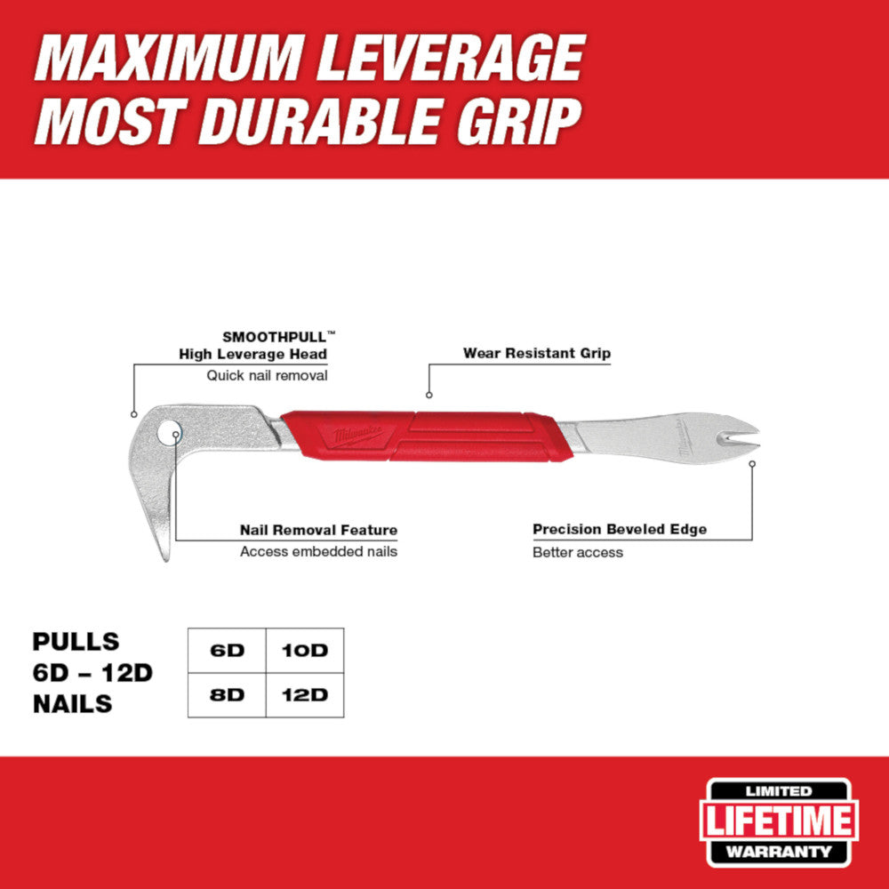 Milwaukee 48-22-9030 9" SMOOTHPULL Finish Nail Puller w/ SHOCKSHIELD Grip