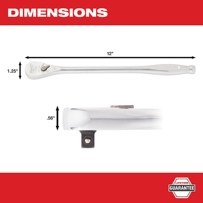 Milwaukee 48-22-9037 3/8” Drive 12” Ratchet Chrome Plated w/ Extended Handle