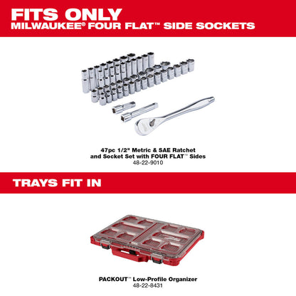 Milwaukee 48-22-9487 47 PC 1/2" Drive Ratchet/Socket Set w/ PACKOUT Organizer