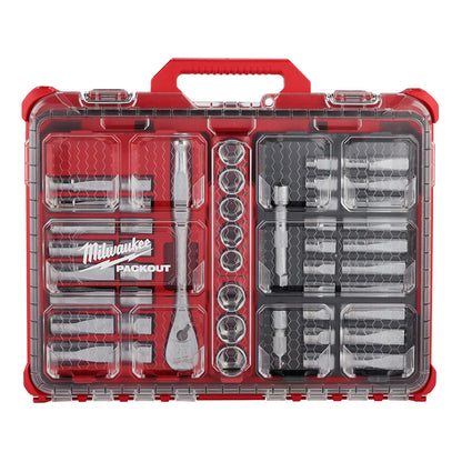Milwaukee 48-22-9487 47 PC 1/2" Drive Ratchet/Socket Set w/ PACKOUT Organizer